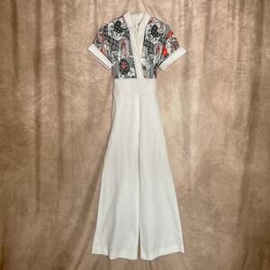 Vintage 70s Strait Lane Patchwork Jumpsuit Paisley Floral High Waist Multicolor